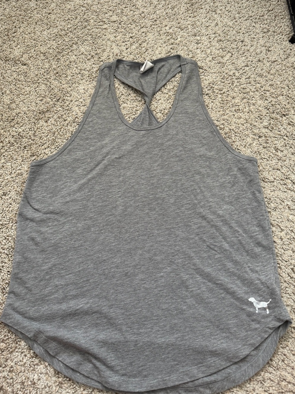 PINK Gray Racerback Tank Top with Logo